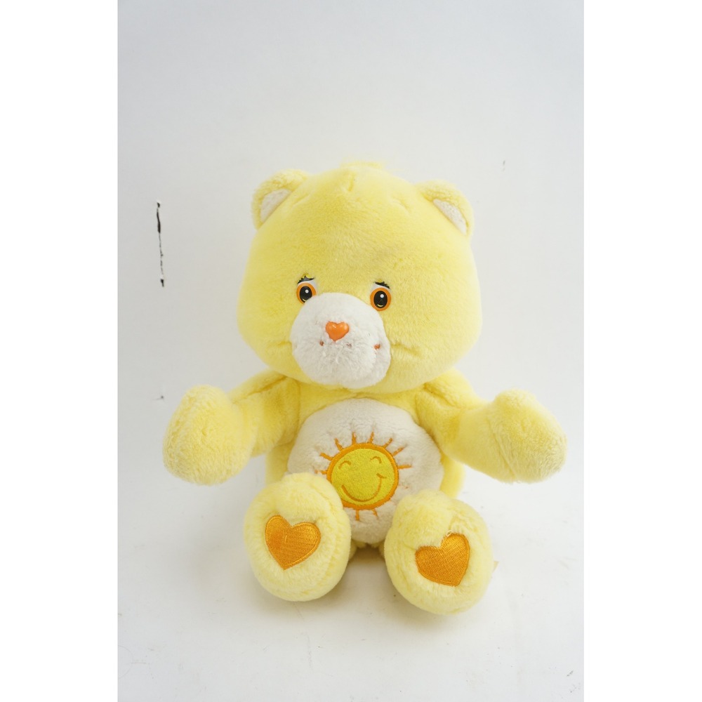 Care Bears Funshine Bear Yellow Plush Sun Belly Badge Hugging Clapping VGC